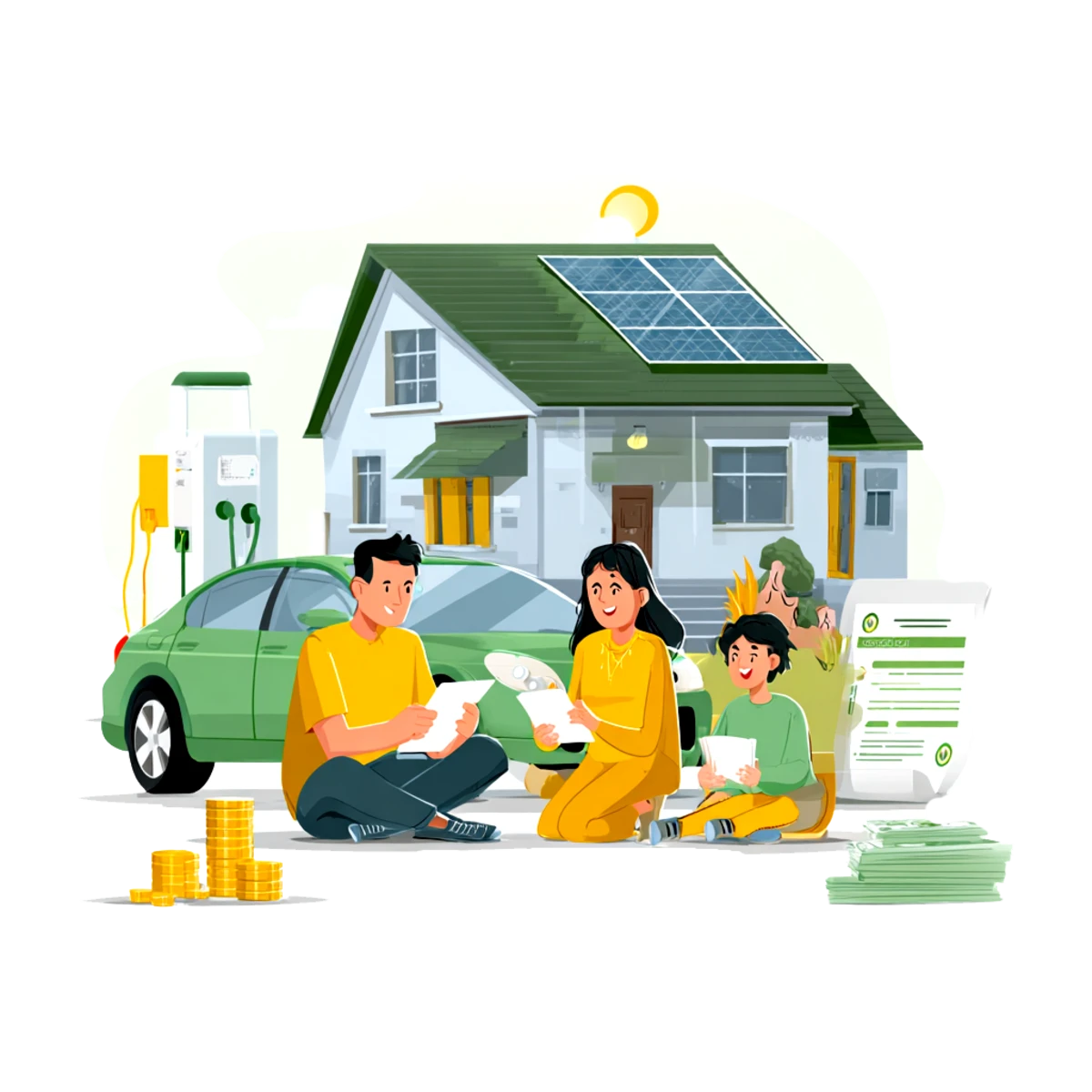 Famille satisfaite avec les services Instelec